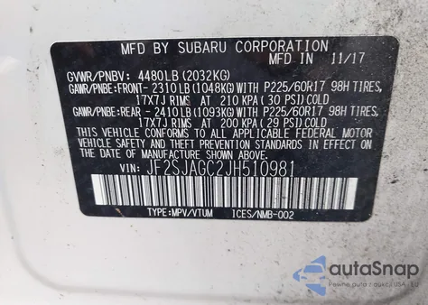 2018 Subaru Forester 2.5I Premium from USA, damaged, VIN JF2SJAGC2JH510981